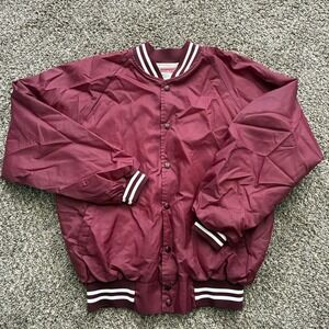 Vintage Hartwell Men's XL Burgundy USA 80s Bomber Jacket